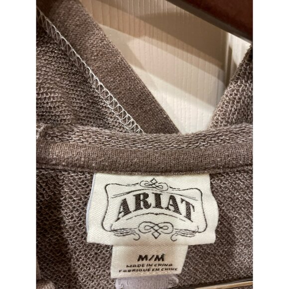 Ariat Hand-Crafted Mercantile Cowboy Graphic Brown Zip-Up Hoodie M Cotton/Polyes - Picture 6 of 6